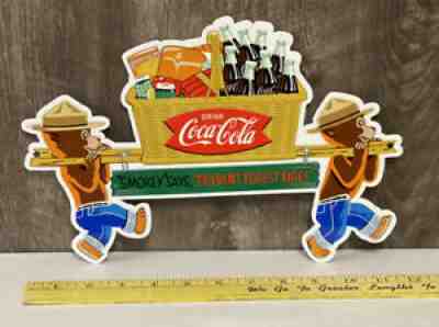 Coca Cola Metal Diecut Sign Soda Pop Beverage Bottle Can Diner Smokey The Bear