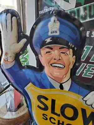 1950'S ORIGINAL COCA COLA POLICEMAN CROSSING GUARD SIGN WITH BASE PICK-UP ONLY