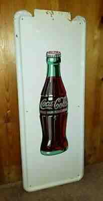 COKE-TACULAR Vintage 1947 Coca-Cola 40" x 16" Pilaster Sign in WONDERFUL Shape!