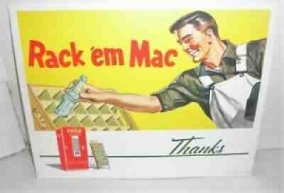 VINTAGE 1950'S COCA-COLA "RACK 'EM MAC" CARDBOARD INSERT SIGN FOR LIGHTUP NMINT