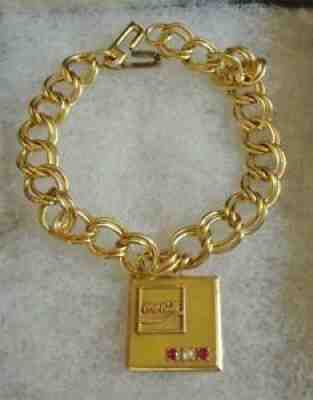 Coca Cola Service 10K Charm On Gold Filled Bracelet 2 Rubies 1 Diamond 7.6 Gm