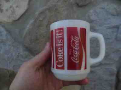 Fire-King Coca-Cola Coke is it! Anchor Hocking Soda Advertising Coffee Mug Promo