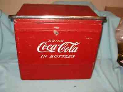 Vintage Drink Coca Cola in Bottles Metal Cooler with Inner Tray & Opener