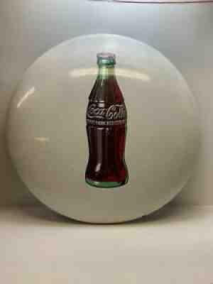 antique steel Drink Coca-Cola COKE 36" WHITE BUTTON Texas Bott Co