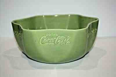 RARE Antique Drink Coca Cola Ice Cold Green Bowl Vernonware Pottery