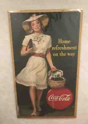 Vintage, ORIGINAL, 1945, Large, Coca-Cola, Coke Soda Pop, Cardboard Sign VG/VG+