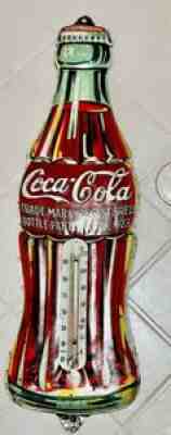 Vintage Original December 1930 Christmas Bottle Coca-Cola Thermometer Embossed