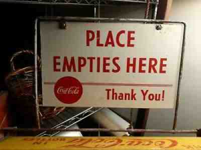 VINTAGE COCA COLA "PLACE EMPTIES HERE" BOTTLE RETURN STAND w/ Racks & Bottles