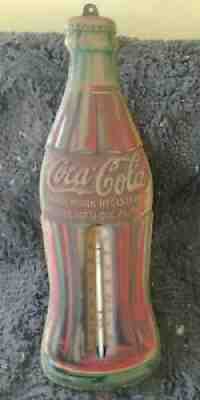 Vintage, 1934, Coca-Cola Thermometer, 1923 Coca-Cola Christmas Bottle, Embossed