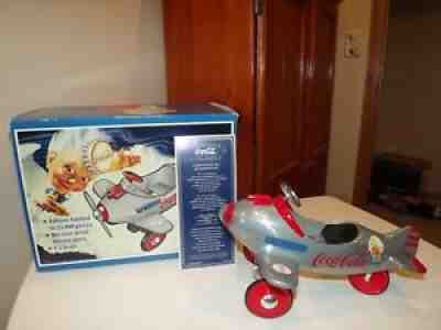 1995 Coca Cola Pedal Plane Die Cast Model Silver Scale 1:3 Scale MIB