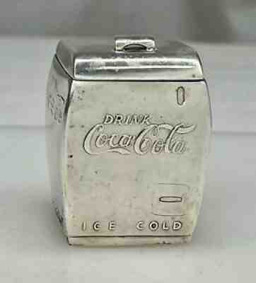 Rare Vintage Coca Cola Advertising Sterling Silver Mini Cooler Inkwell - 86006