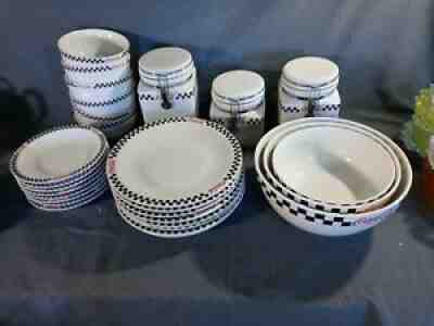 Gibson Coca Cola 28 Piece Dinnerware Set Plates mixing Bowls canisters