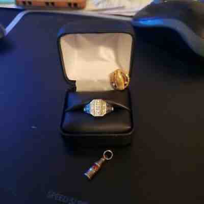 NEW RARE HTF Sterling silver Coca-cola retirement Ring s12 diamonds lot sz 7.5