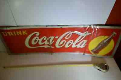 1937 Antique Drink Coca-Cola Yellow Dot Soda Bottle Sign Coke Pop Embossed