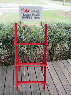 Coca-Cola Empties Rack and Sign Coke Adds Life Return Here Red 1970s Vintage