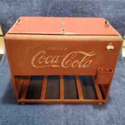 1939 Original Coca-Cola Salesman Sample Cooler Sign Mini Chest