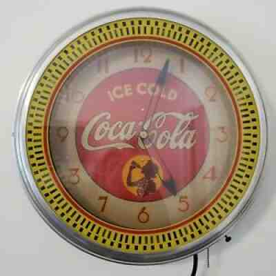COCA COLA SPINNER NEON CLOCK SILHOUETTE GIRL COKE SIGN Large!