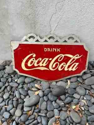 Rare Vintage 1937 Drink Coca Cola Double Sided Metal Flange Sign