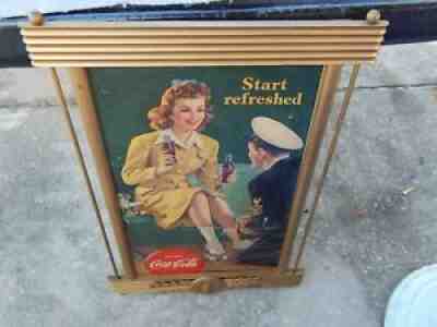 Rare Vintage Niagara Coca Cola Litho & Kay Coke Display Frame 1943 Damaged Litho