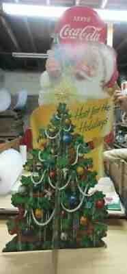 Rare 1950s Serve Coca Cola Host Holidays Cardboard Sign 3D Christmas Tree Santa