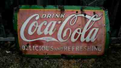 Antique PORCELAIN COCA COLA Delicious and Refreshing COKE SIGN 1920