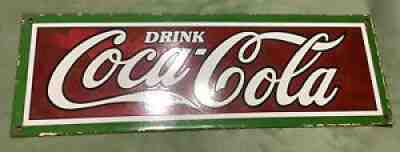 VINTAGE 1927 ORIGINAL DRINK COCA-COLA TRADEMARK ADVERTISING PORCELAIN SIGN