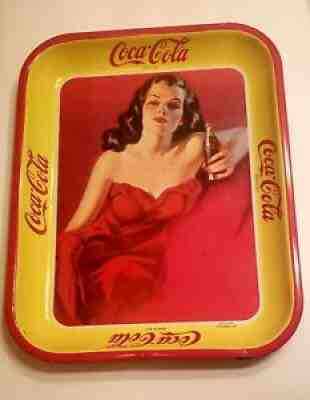 Coca-Cola Mexican Serving Tray Lady In Red Dress c. 1940's