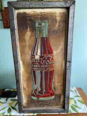 1938 Original Coca-cola Art Framed Metal Tin? Sign W.F.R. 5=38