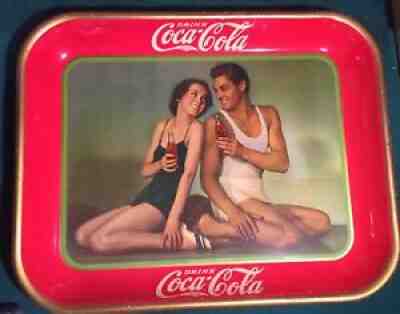 original antique Coca Cola coke tray johnny weissmuller ~ 1934~ bright colors