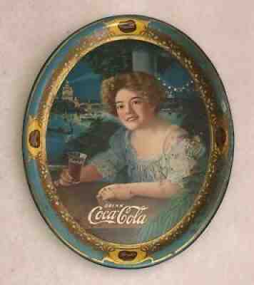 Vintage, ORIGINAL, ANTIQUE, Large Version, 1909 Coca-Cola Coke Soda Serving Tray