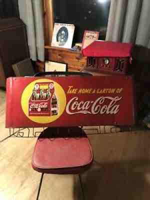Antique 1930â??s COCA-COLA SST Paper Bag Holder Tin Sign. 40x16. RARE