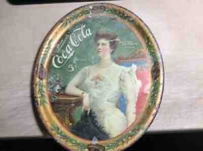 RARE 1904 COCA COLA TIN SERVING TRAY LILLIAN NORDICA HARD TO FIND IN ANY COND.