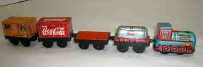 VINTAGE 1960'S JAPAN COCA-COLA FREIGHT TRAIN WINDUP TIN TOY