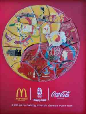 2008 Beijing Olympics McDonald s Coca Cola partnership Pin Puzzle Plaque