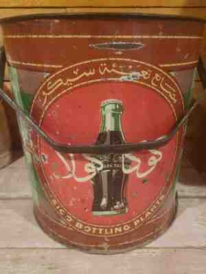 Round Coca Cola heavy vintage arabic egypt cooler ice chest rare metal