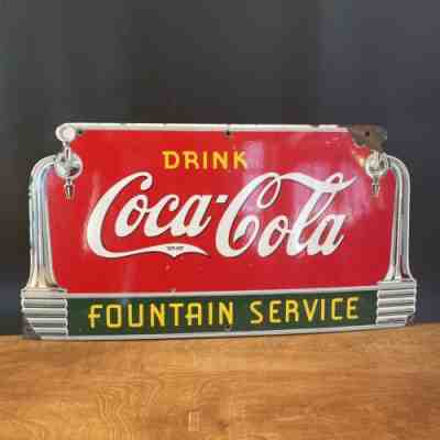 1941 ORIGINAL & AUTHENTIC ''COCA - COLA'' PORCELAIN SIGN 27X14 INCH MADE IN USA