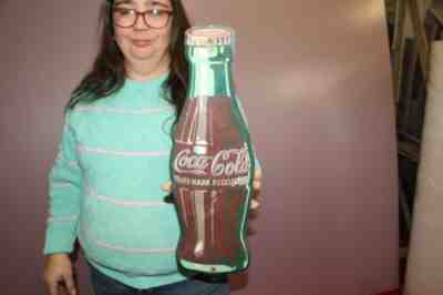 Vintage 1949 Coca Cola Soda Pop Bottle 17" Embossed Metal Sign