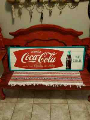 Beautiful Fishtail Coca-Cola Advertising Sign 1958-63