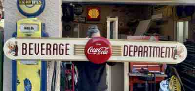 COCA COLA 1952 10" X 78" WOOD AND MASONITE WITH 12â? BUTTON SIGN