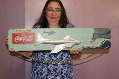 Vintage 1940's COCA COLA WWII Bomber Airplane Soda Pop Kay Displays 27" Sign