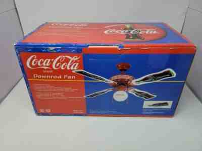 Vintage 1998 Coca Cola Downrod Fan 4 Blade Ceiling Fan Sportscart S0314 NEW!!