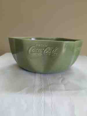 RARE Antique Drink Coca Cola Ice Cold Green Bowl Vernonware Pottery