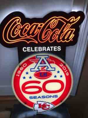 COCA-COLA KANSAS CITY CHIEFS LED BAR SIGN MAN CAVE DECOR KC CHIEFS COKE LIGHT