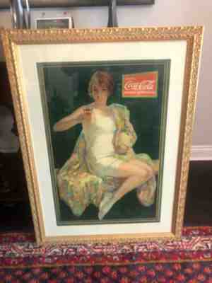 1928 Coca-Cola Cardboard Sign â??Girl With Glassâ? Framed