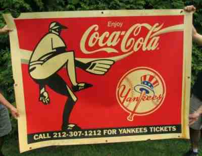 Vintage 1997 Coca-Cola NY Yankees Baseball Ticket Sign Banner Large Advertising
