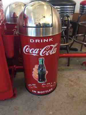 Coca Cola ICE COLD Trash Can SS TOP VERY NICE!!! 12 Gal. 29" Tall