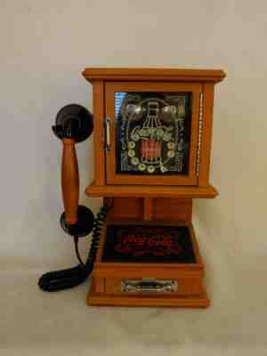 COCA-COLA Nostalgic Wall Hanging Push Phone Retro Telephone Vintage Wooden