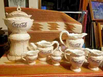 COCA COLA VICTORIAN SYRUP DISPENSER COOKIE JAR COMPLETE SET CRACKER BARREL 1998