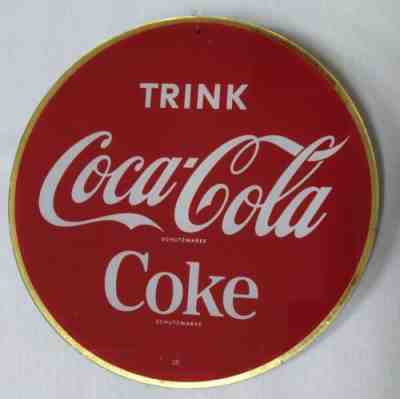 Coca cola Glass Sign Germany 50s Coke (#2) NMint