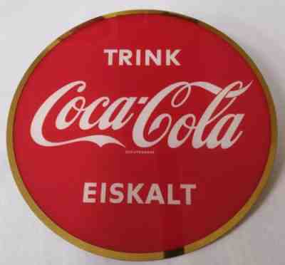 Coca Cola Glass Sign Germany 60s EISKALT (#4) Mint